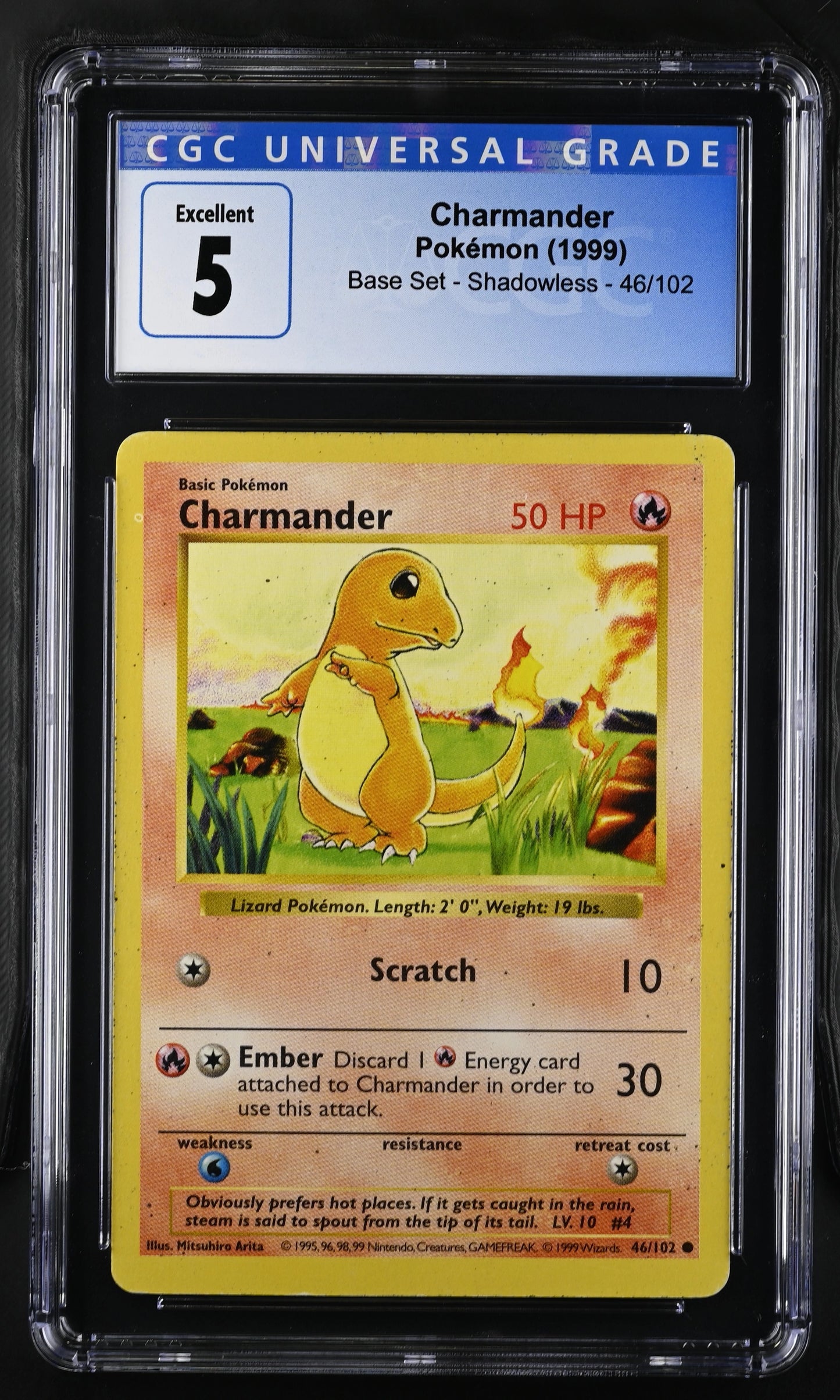 #46 Charmander CGC5 - 1999 Base Set(Shadowless) - Englisch