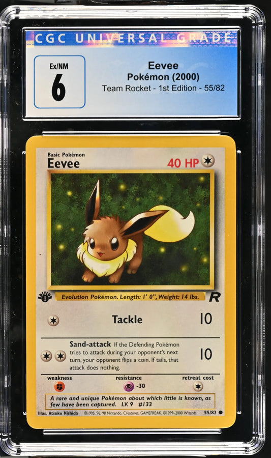 #55 Eevee CGC 6 - 2000 - Base set - Team Rocket / 1st Edition - Englisch